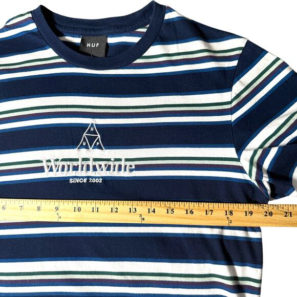 HUF Worldwide Multicolored Striped SS Top Men’s L - Skater Streetwear Casual Hip - Picture 15 of 15